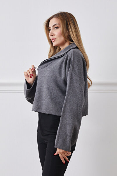 DPARİS Zippered Crop Knitwear Sweater