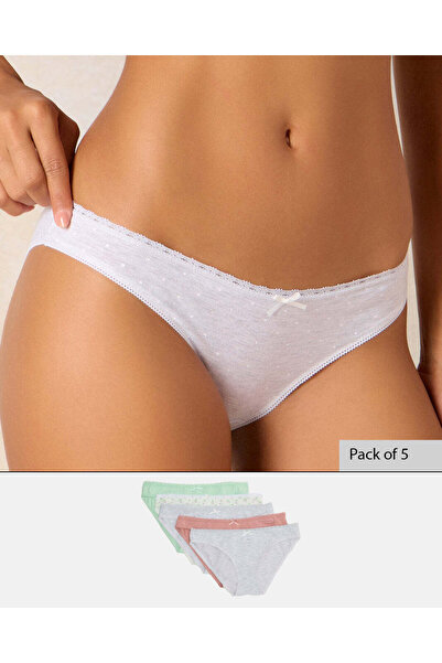 REDTAG Women Assorted Printed Bikini Brief Set (Pack of 5)