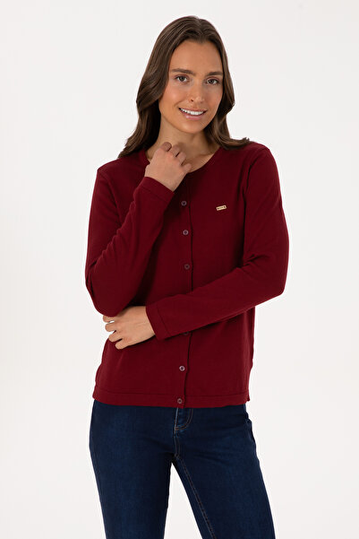 U.S. Polo Assn. Women's Burgundy Basic Knitwear Cardigan 50307719-Vr014
