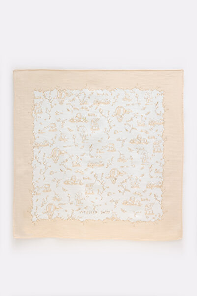 Atelier Babbi Double Layer Muslin Baby Blanket - Toile De Jouy / Beige 100X10...