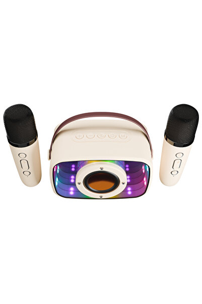 Mikado Md-57Bt Endless 5W Bej Tf + Usb + Aux + Bt Destekli 2 Wireless Karaoke Mikrofon 1200Mah