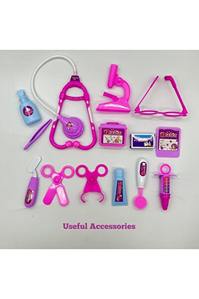 TOY GARDEN Kids Role Play Portable Doctor Set, 14-Piece Medical Kit (Pink)