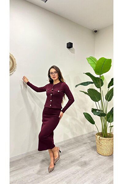 modadagiyim Women's Skirt Jacket 2-Piece Knitwear Set