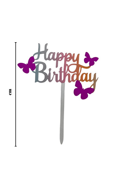 Le Mabelle Multicolored Butterfly Themed Happy Birthday Cake Decoration
