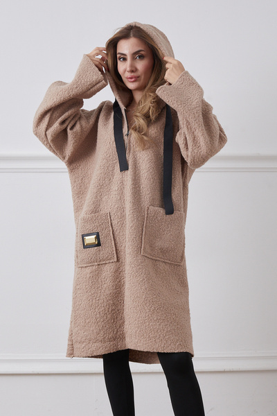 DPARİS Дълга яке с качулка и два джоба