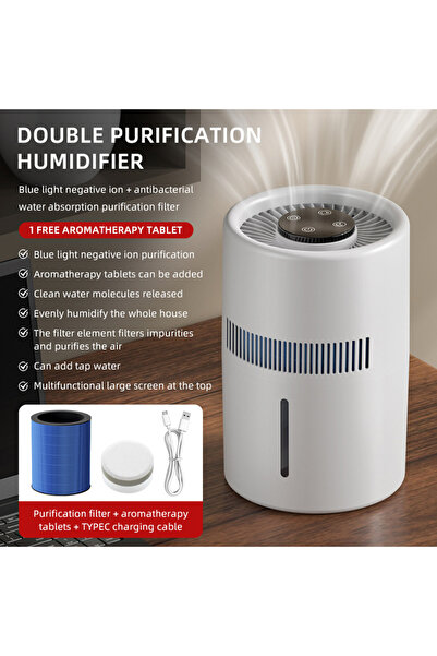 RUKYU 4L Large Cool Mist Humidifier And Air Purifier In One,Mist Level Controland Purification Filter