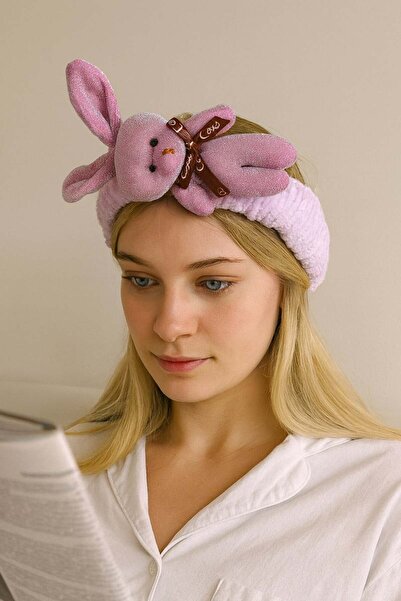 TAKIŞTIR Λιλά Χρώμα Λούτρινο Κορδόνι Μαλλιών με Φιγούρα Κουνελιού