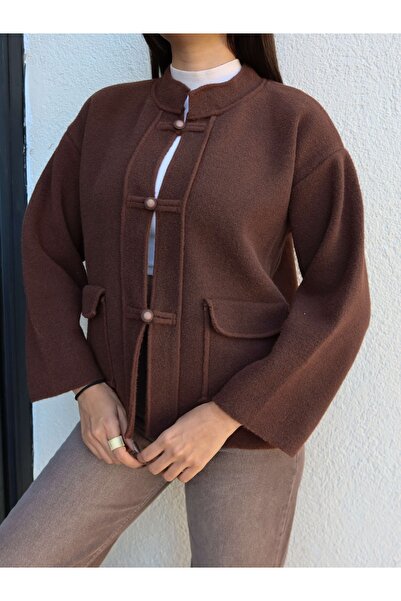 ESRAHELVACI Mock Neck Pocket Knitwear Cardigan