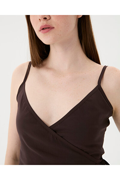 Ayma Active Brown Strappy Wrap Blouse