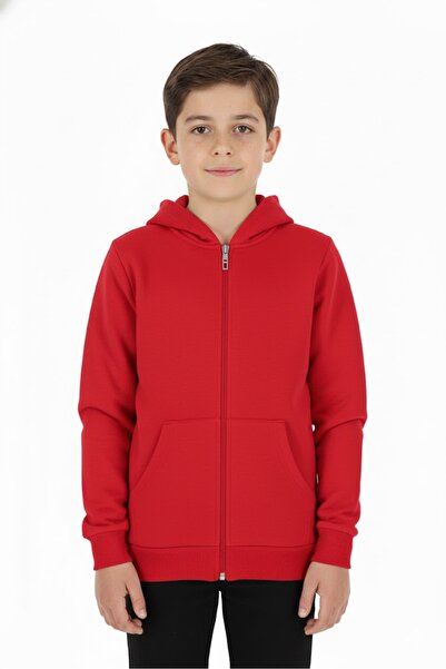 CRASSİ Boy's Cardigan 2 Yarn Fleece-Lined Back Printed