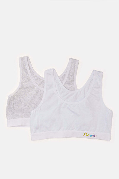 REDTAG Senior Girls Grey And White Bra Set (2 Piece)