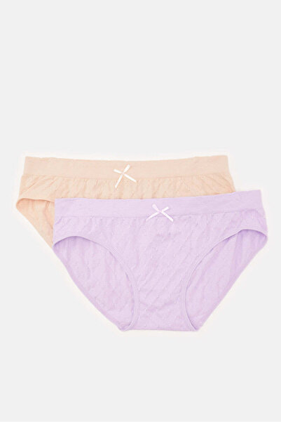 REDTAG طقم بيكيني جاكار أرجواني وبيج للفتيات الكبيرات (عبوة من قطعتين)