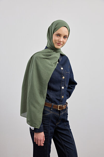 Qef Organic Crash Shawl Forest Green