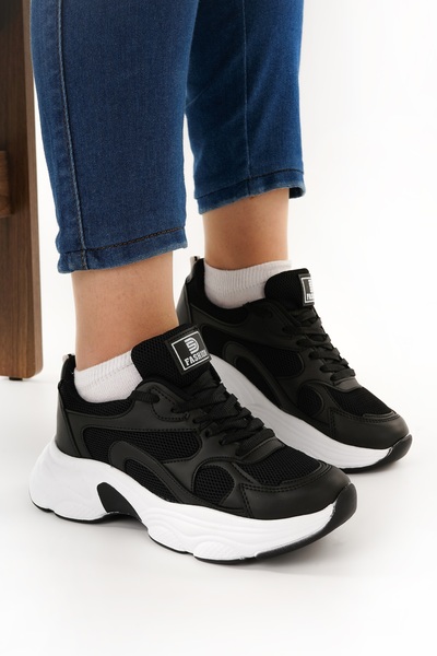 Babetty Günlük Kadın Sneaker Bağcıklı Hafif Kalın Yüksek Tabanlı Yürüyüş Nefe...