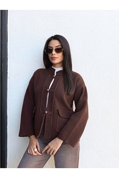 ESRAHELVACI Mock Neck Pocket Knitwear Cardigan