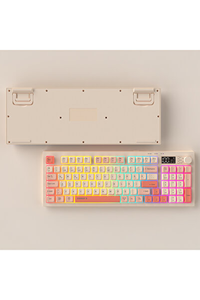 Everest Kb-85 Silent Pro Kablosuz Bej-Pembe-Turuncu Sessiz Rgb Wireless 2.4Ghz Q Oyuncu Klavyesi