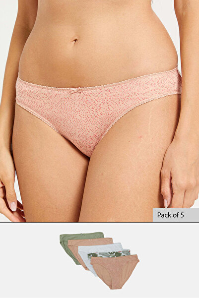 REDTAG Women Assorted Printed Bikini Brief Set (Pack of 5)