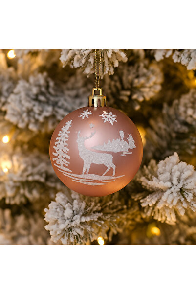 Selgot Christmas baubles, 8 cm diameter, set of 6, Pink-Gold, Model 2