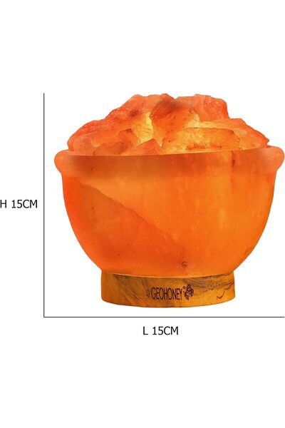 Geohoney Himalayan Salt Fire Bowl Lamp with Glowing Salt Crystals