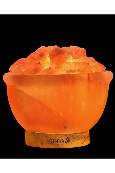 Geohoney Himalayan Salt Fire Bowl Lamp with Glowing Salt Crystals