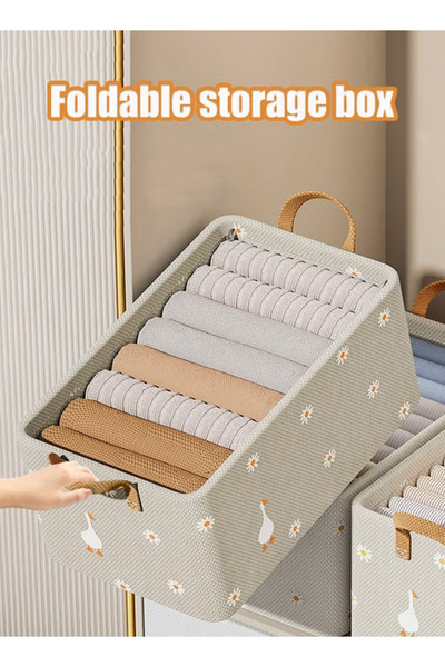 Generic Foldable Clothes Storage Box with Handle, Large Capacity, Portable, Steel Frame Support
