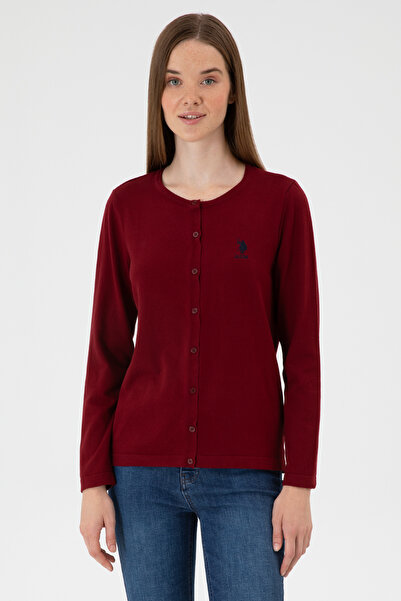 U.S. Polo Assn. Women's Burgundy Basic Knitwear Cardigan 50313624-Vr014