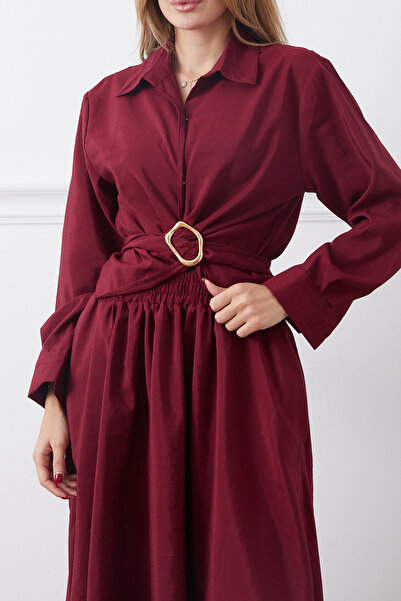 DPARİS Belt Detailed Shirt Skirt Two-Piece Set