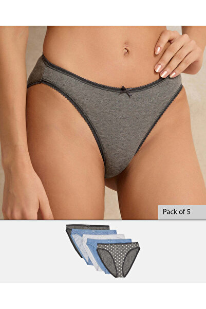 REDTAG Women Assorted High leg Brief Set (Pack of 5)