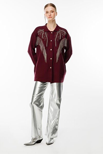 Ghisa YENİ KADIN TAŞ İŞLEME DETAYLI HIRKA 5KOBHRK3899