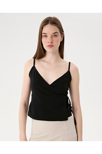 Ayma Active Black Strap Wrap Blouse