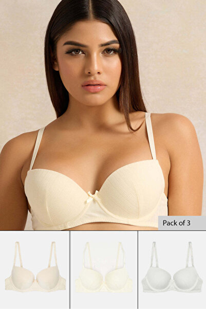 REDTAG Women Assorted T-Shirt Bra Set (Pack of 3)