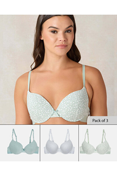 REDTAG Women Assorted Printed Push Up Bra (Pack of 3)