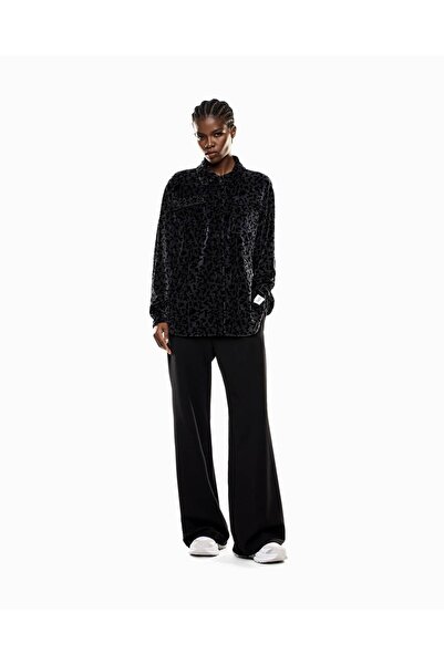 EA7 Men's Snap Cuffs Patch with Logo at Hem Black Shirt 7W000666 Af15937-F8121