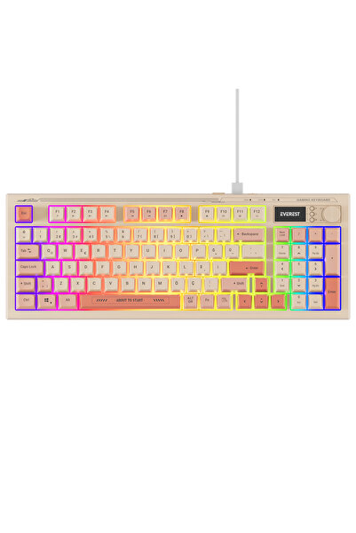Everest Kb-79 Silent Pro Bej-Pembe-Turuncu Sessiz Rgb Q Membrane Oyuncu Klavyesi Kablolu