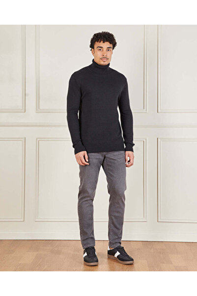 REDTAG Men Black Turtle Neck Sweater