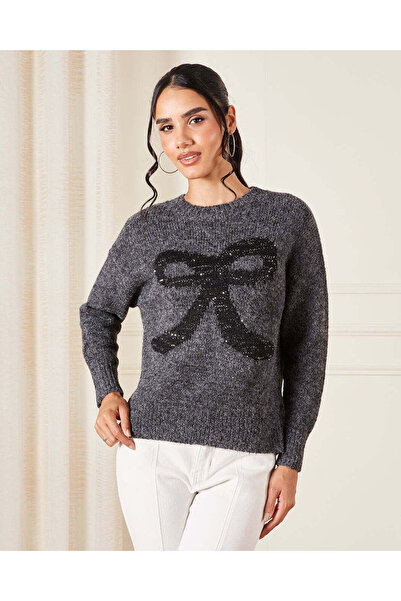 REDTAG بلوفر نسائي مزين باللون الفحمي