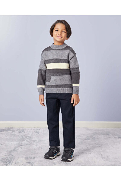 REDTAG Boys Grey Striped Pull Over
