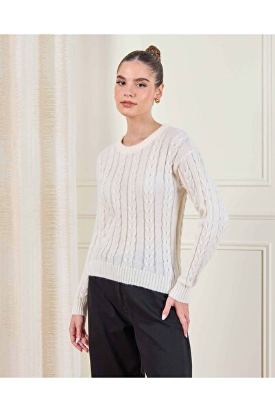 REDTAG Women Beige Jacquard Knit Pullover