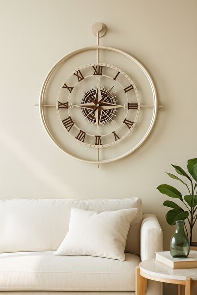 Wallover Design Vivens Compass – Krem/Ceviz Çift Çemberli Özel Tasarım Paslan...