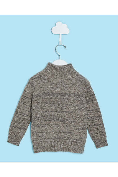 REDTAG Infant Boys Brown Half Zip Cable Pullover Sweater