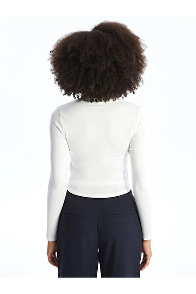 LC Waikiki Xside Ecru Crew Neck Plain Long Sleeve Women's Bodysuit