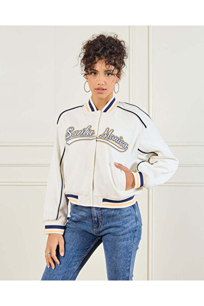 REDTAG Women Ivory Varsity Jacket