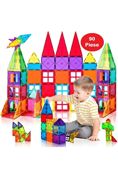 indiggo Magnetic Construction Set 90 Pieces SuperMags STEM Montessori 3D 2D Educational