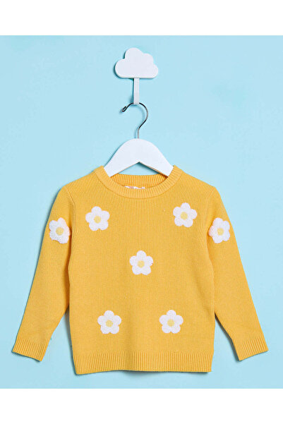 REDTAG سترة محبوكة بزهرة صفراء للبنات الرضع
