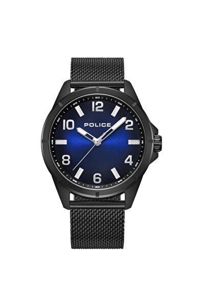 Police ساعة باروارا للرجال بسوار من الفولاذ المقاوم للصدأ - مينا أزرق، 45 × 5...
