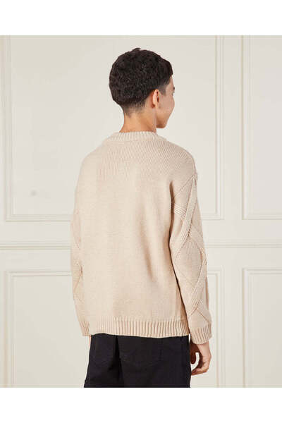 REDTAG Senior Boys Beige Cable Knitted Pullover Sweater