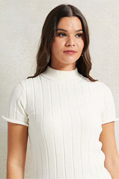 REDTAG Women Cream Ribbed Top