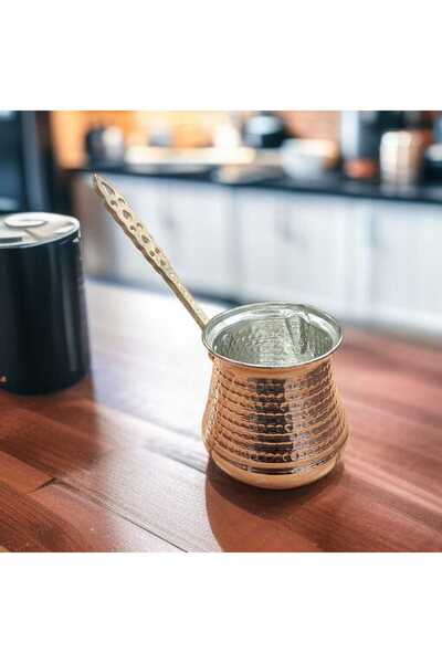 Bakır Center 7-Cup Maraş Hammered Copper Coffee Pot, Coffee Pot, Coffee Brewing Pot, Copper Milk Pot