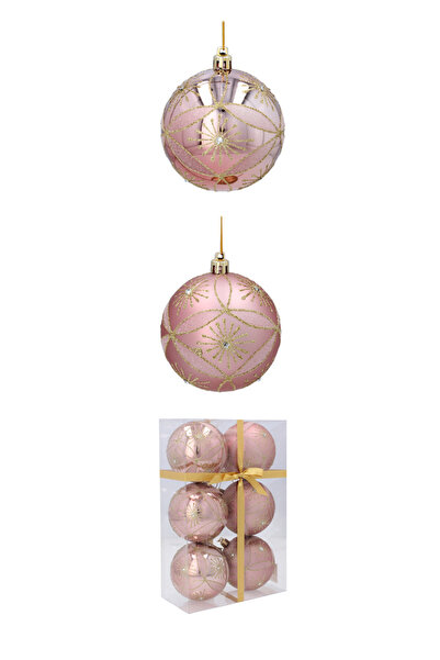 Selgot Christmas Baubles, Diameter 8 cm, 6 pcs, Color Pink-Gold, Model 5
