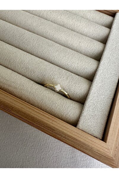 ringbox Gold Pearlescent Tiny Clover Pinky Ring